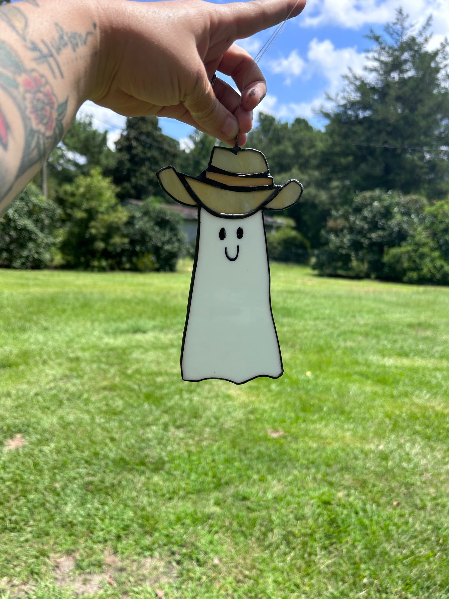 Hudson’s stained glass ghost “Tom”