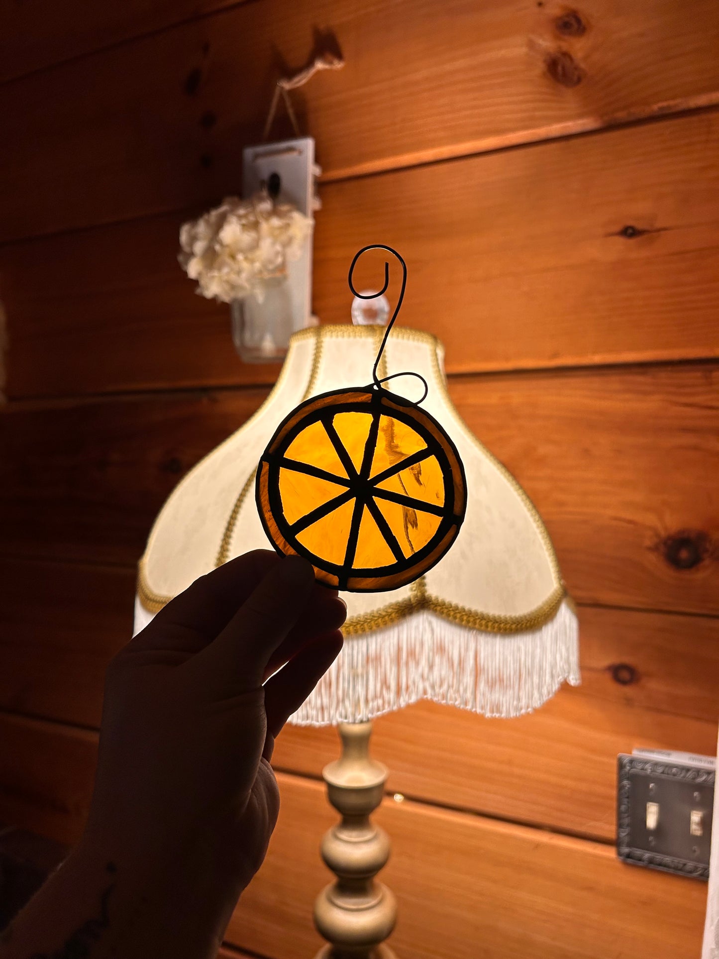 Dried orange stained glass magnet or ornament sets