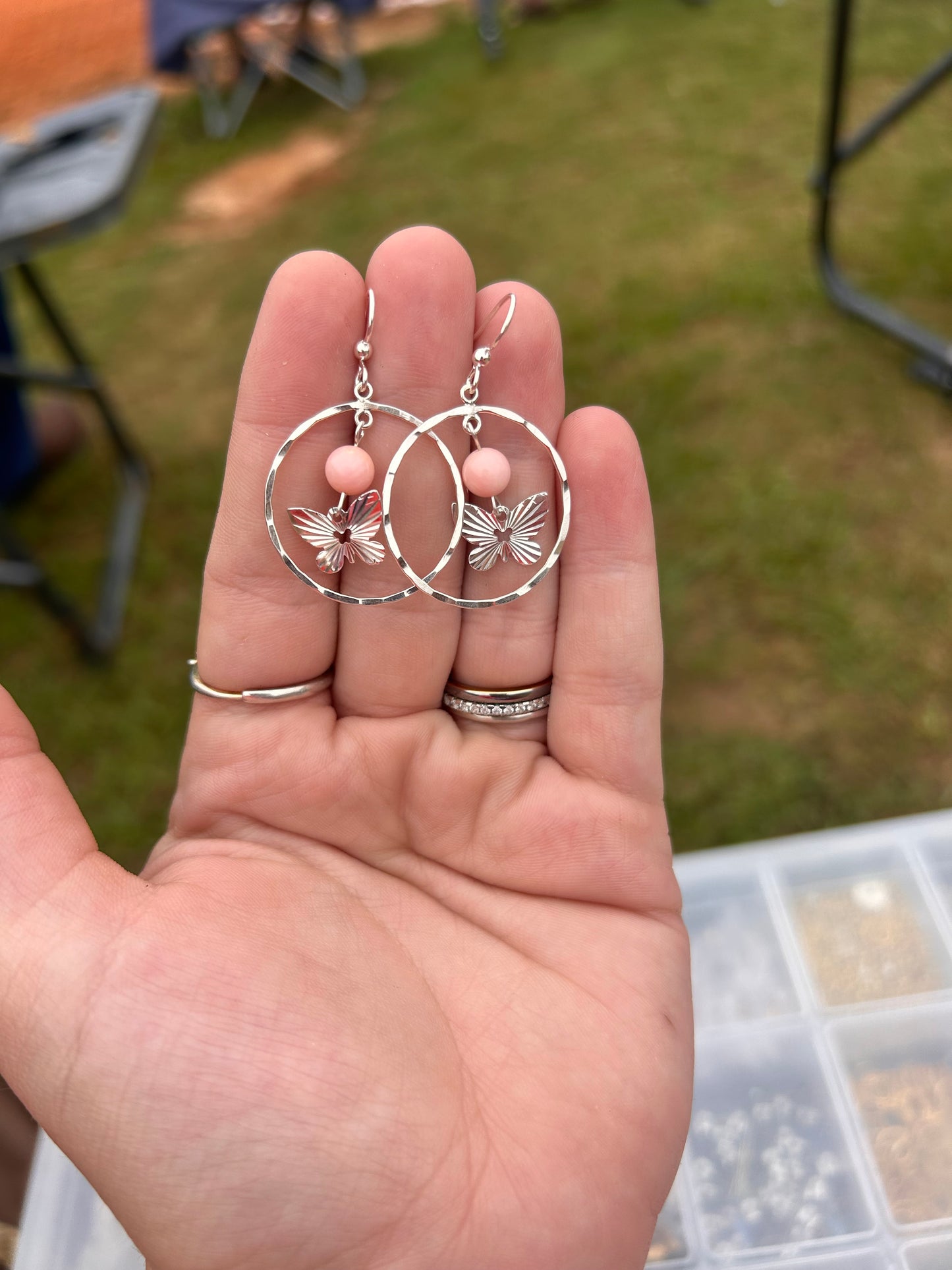 Silver butterfly earrings