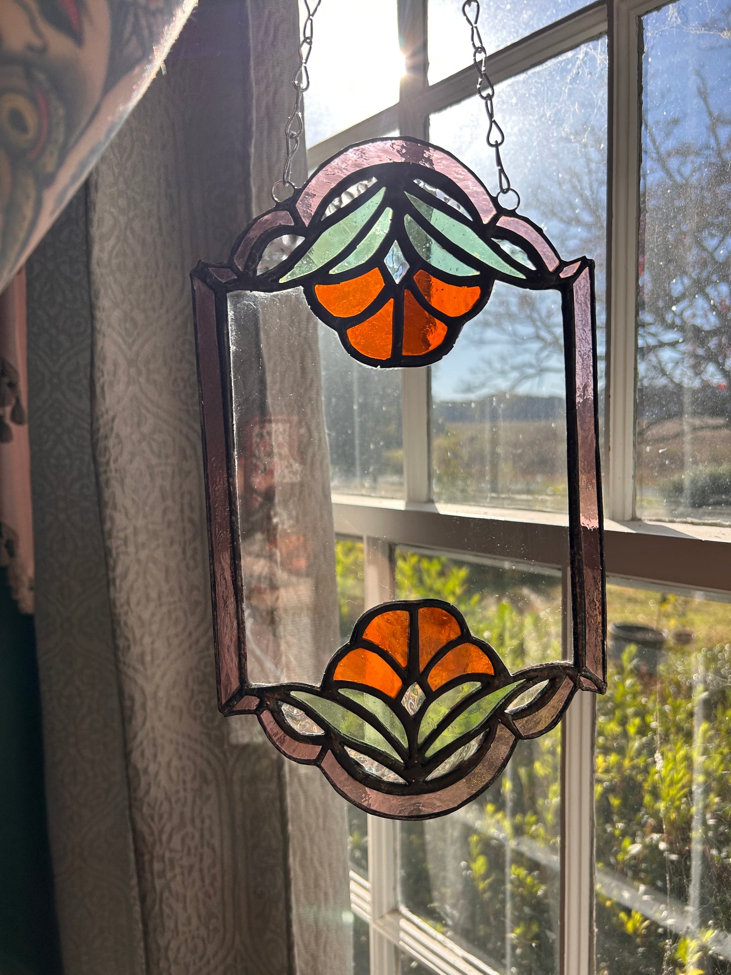 Stained glass picture frame or mirror