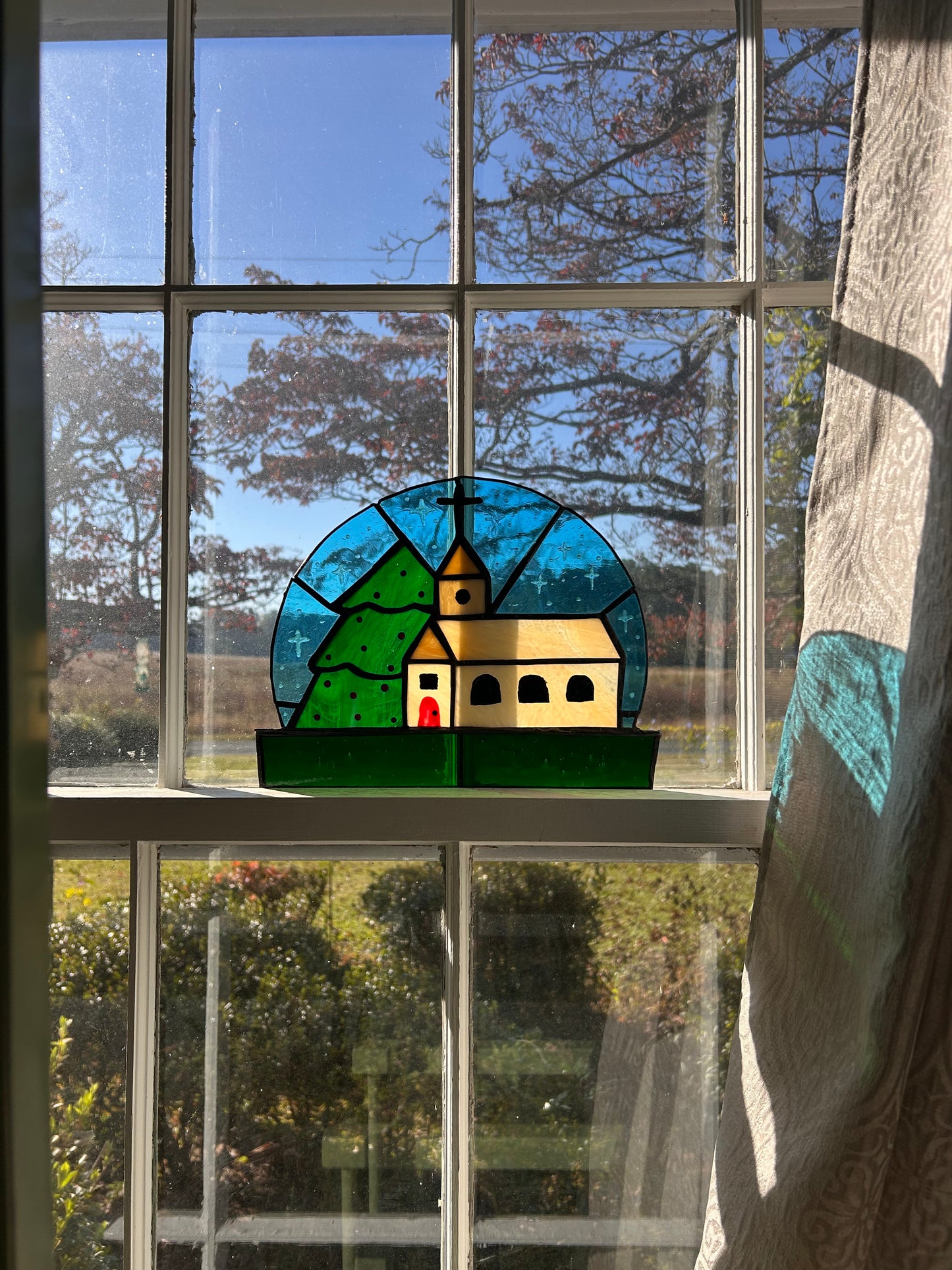 Christmas stained glass church