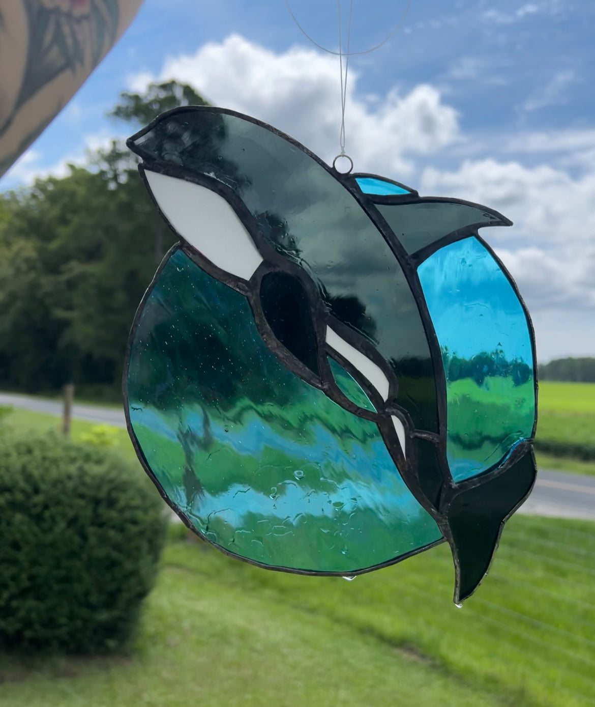 Stained glass orca spinner