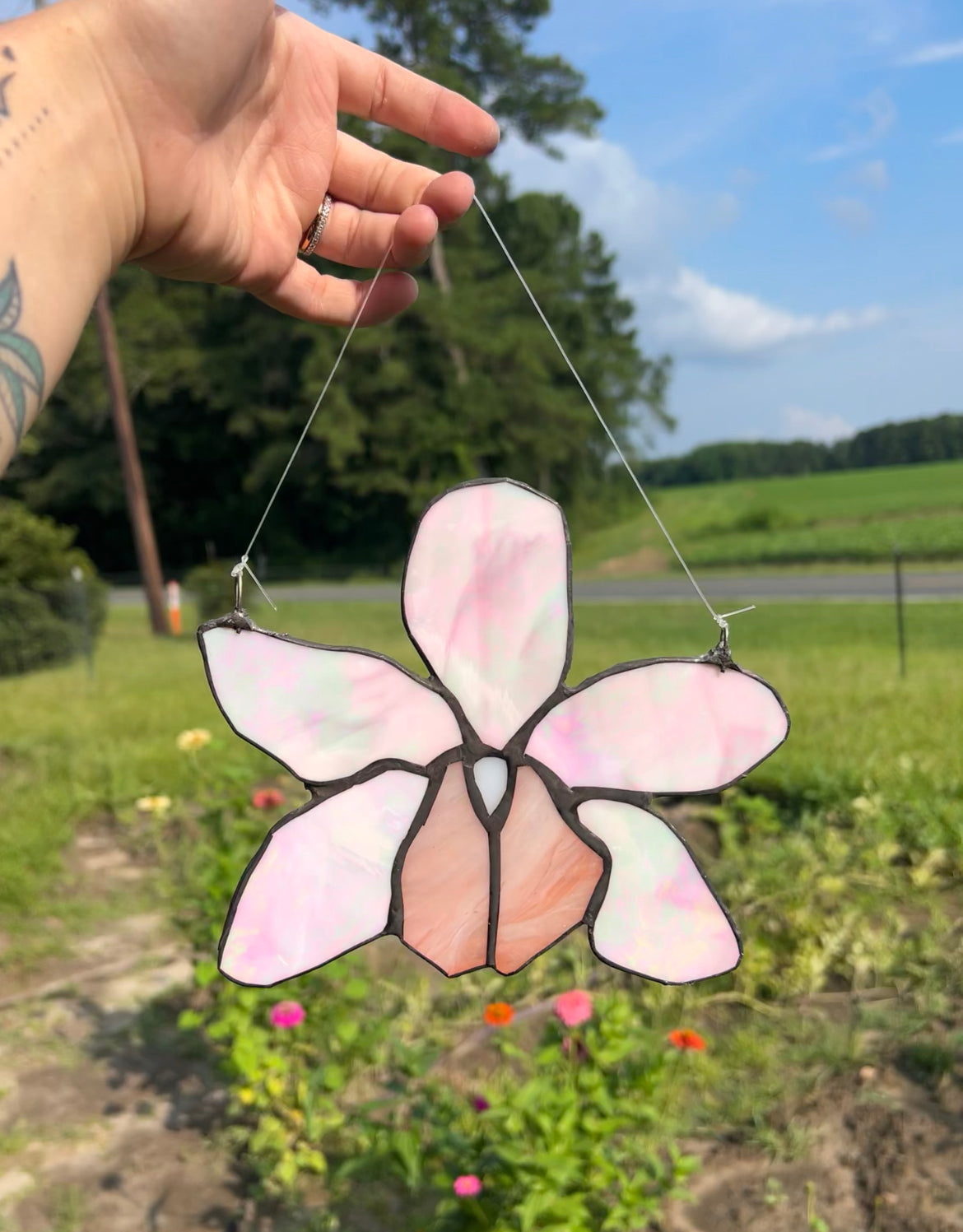 Stained glass orchid flower