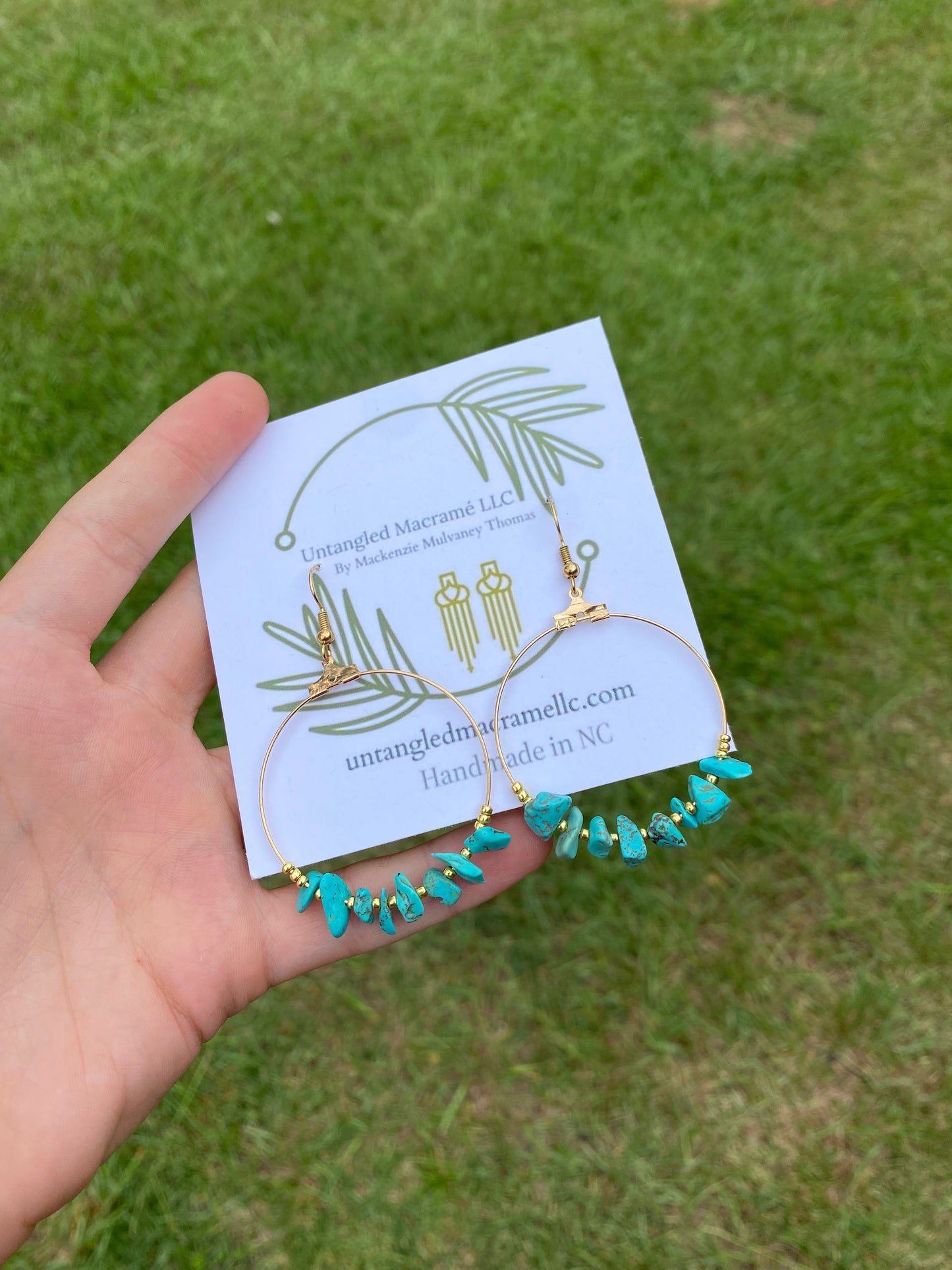 !NEW! Turquoise stone hoops