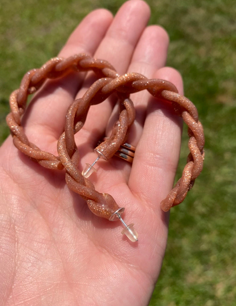 Braided hoop Earrings Polymer Clay