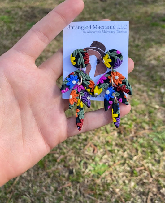 Rainbow flower earrings