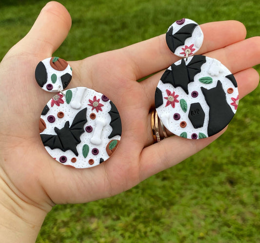 !NEW! Bats cats and bones earrings