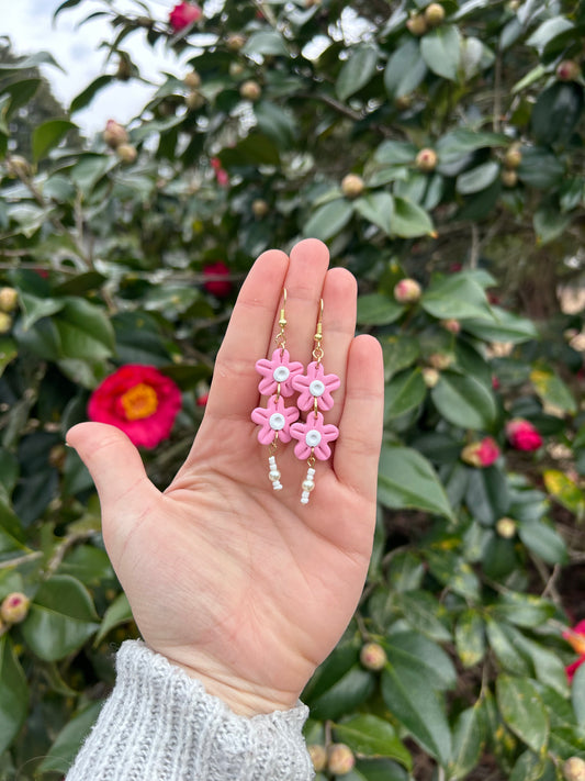 !NEW! Pink flower earrings