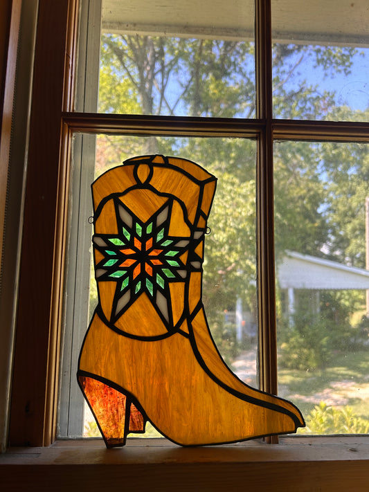 Stained glass cowgirl boots