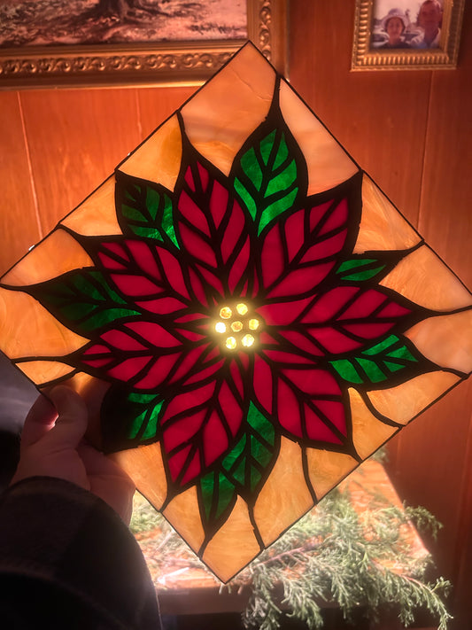 Christmas poinsettia stained glass