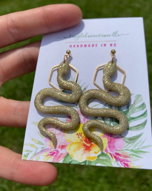 Gold snake earrings