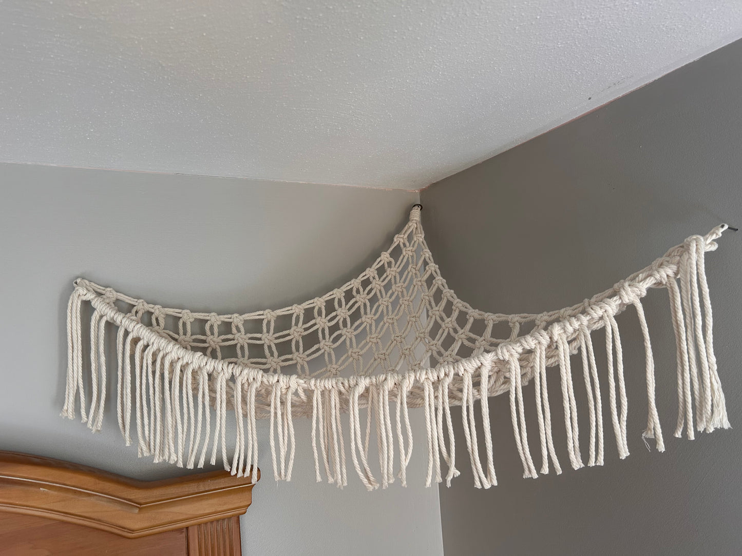 Macrame toy hammock