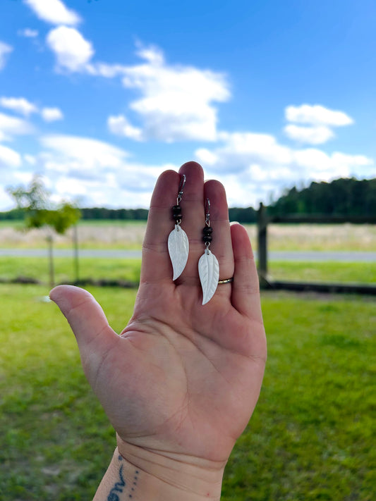 Mother of pearl feather earrings