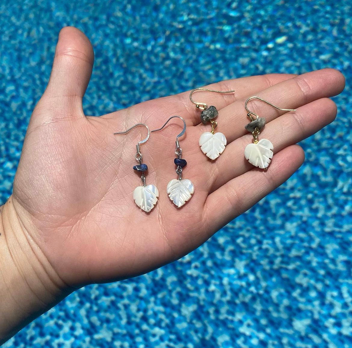 Hand-cut pearl earrings