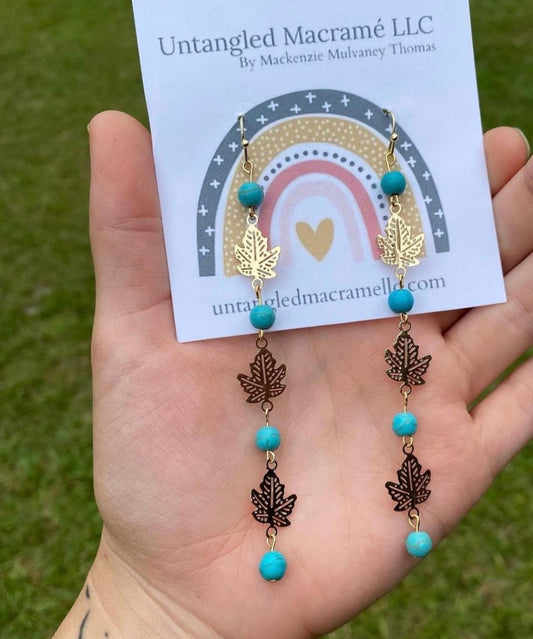 !NEW! Turquoise leaf dangle earrings