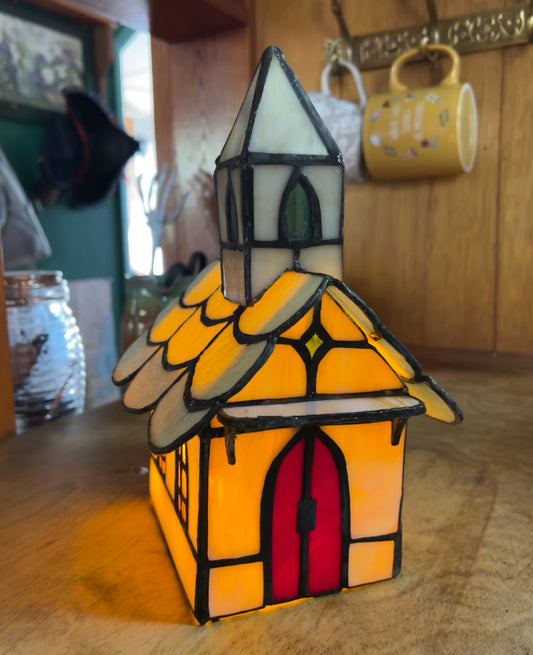Stained glass “little country church”