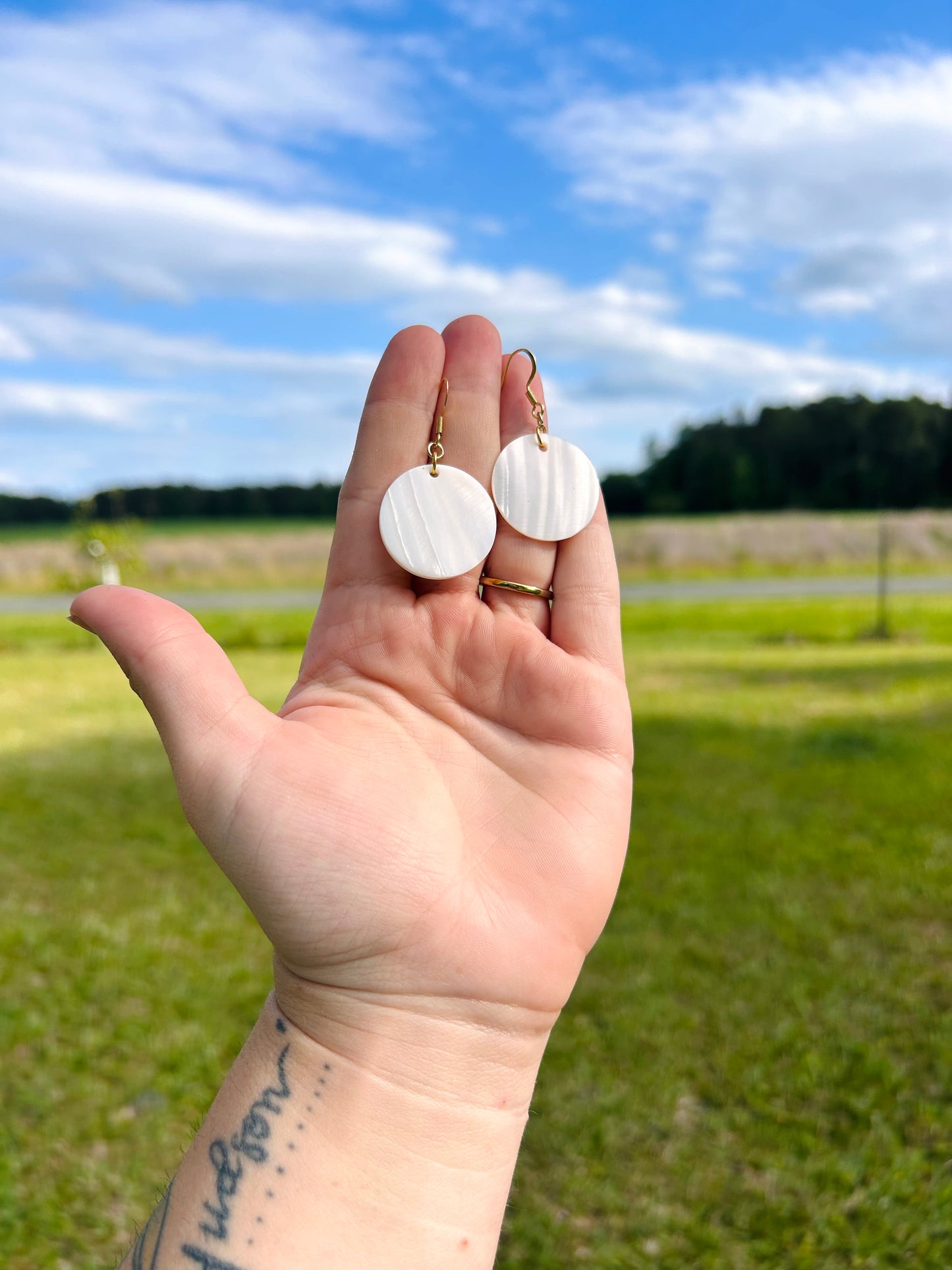 Large mother of pearl earrings
