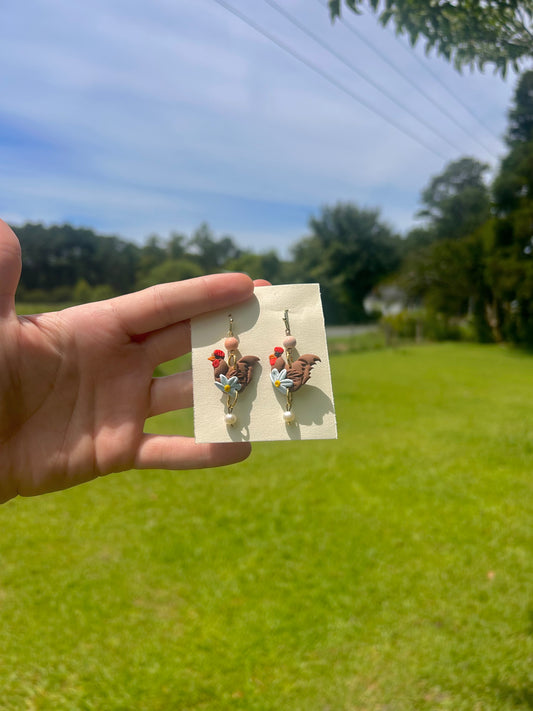 Chicken earrings — available in different colors!