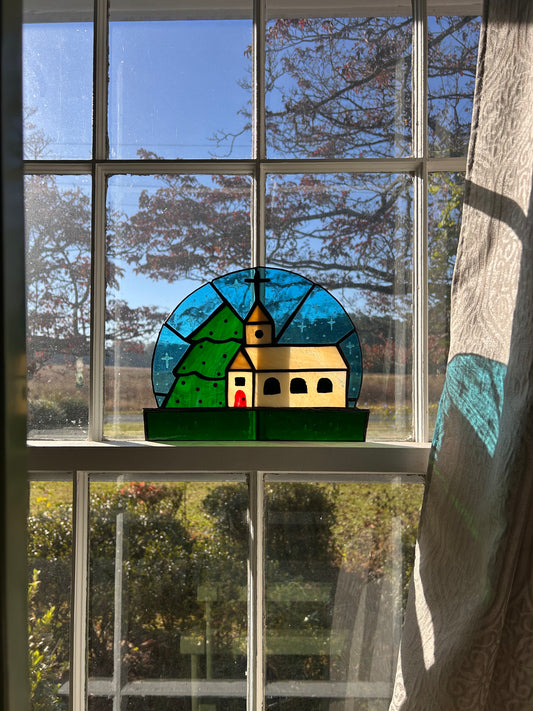 Christmas stained glass church