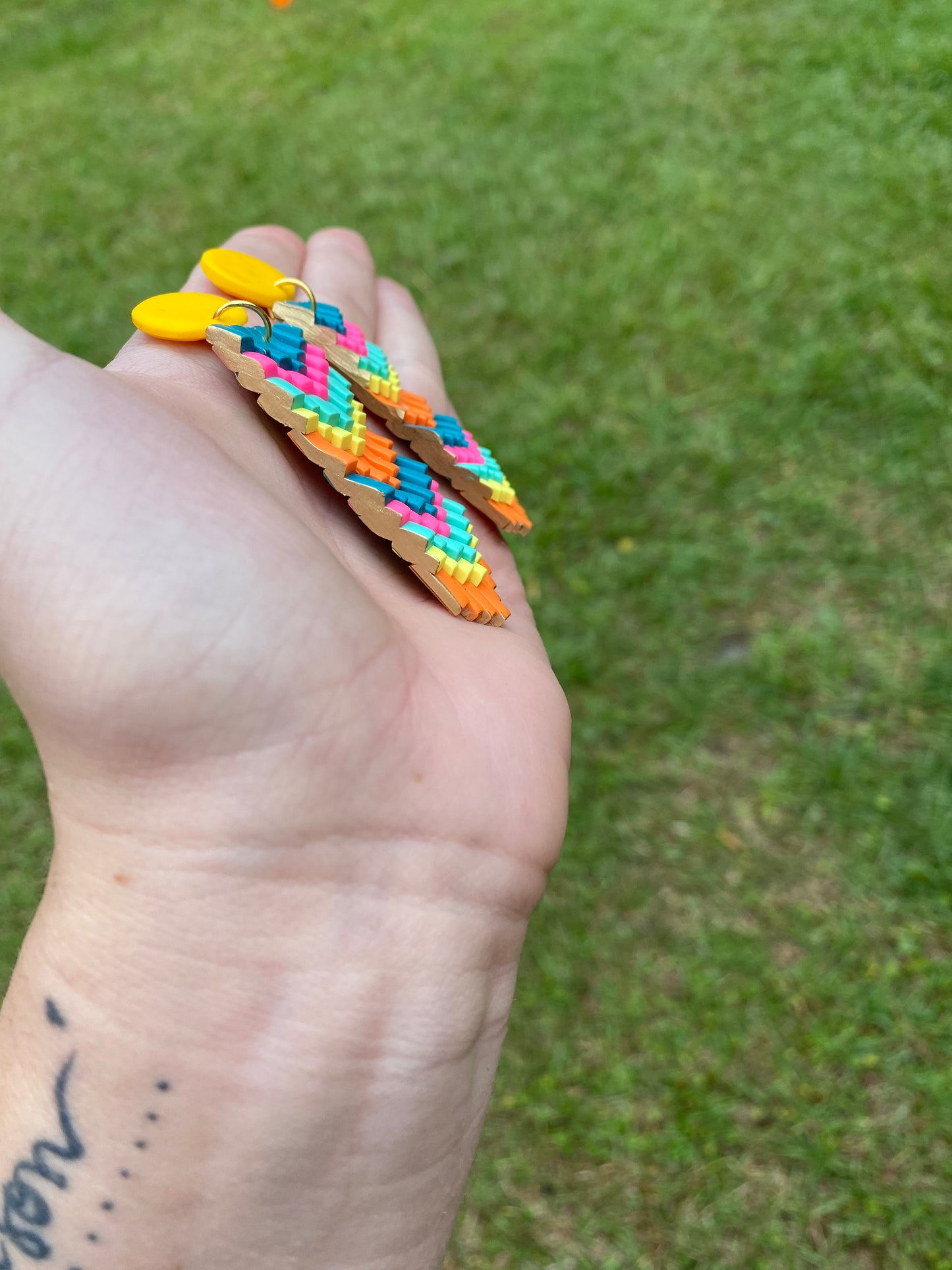 Colorful dangle earrings