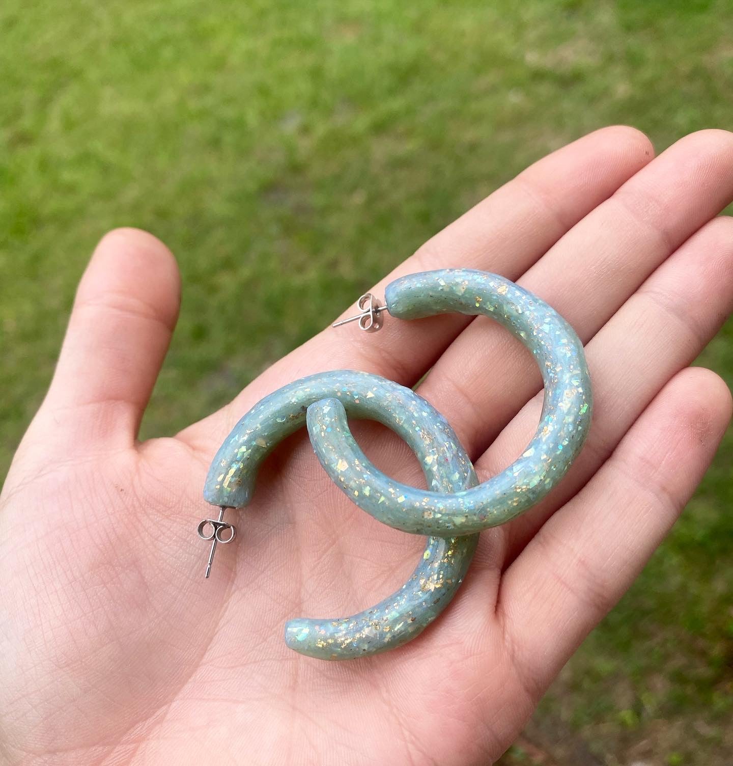 !NEW! Opal hoop earrings