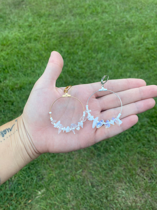 Opal hoop earrings