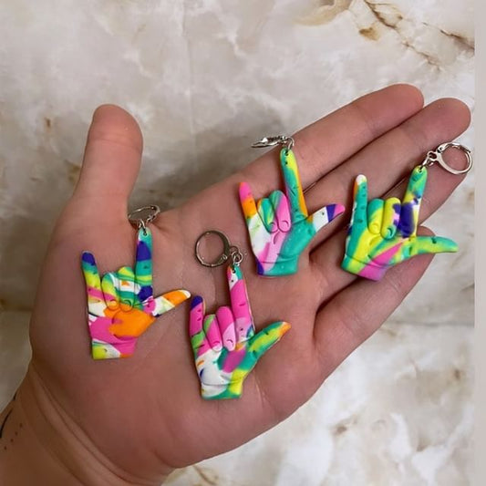 Rainboy ILY sign language earrings