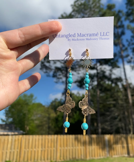 Butterfly turquoise earrings