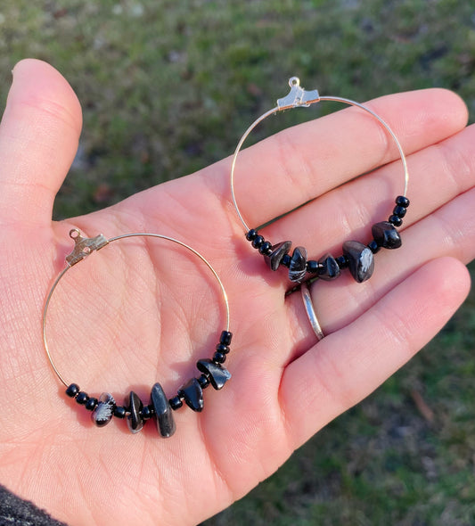 Snowflake obsidian earrings