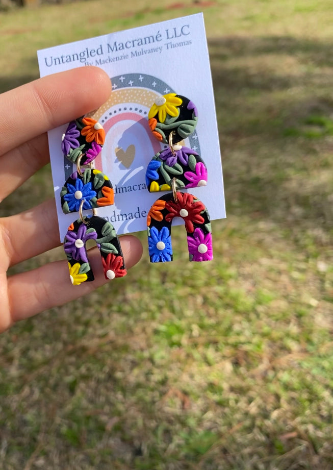 !NEW! Rainbow flower earrings