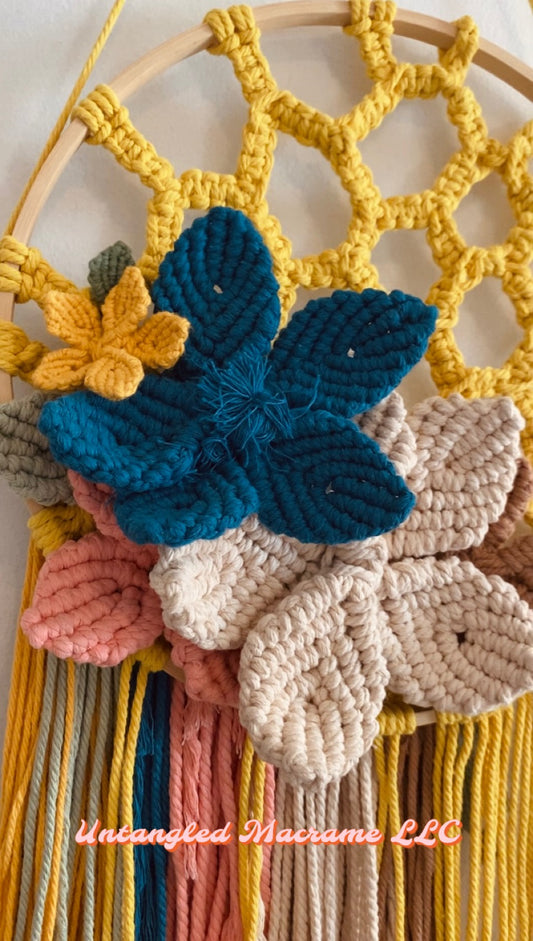 Macrame dream catcher with flowers